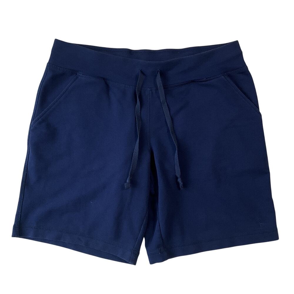 Danskin Now Women Activewear Shorts M (8-10) Navy Sweat 8” Inseam Loose Stretchy
